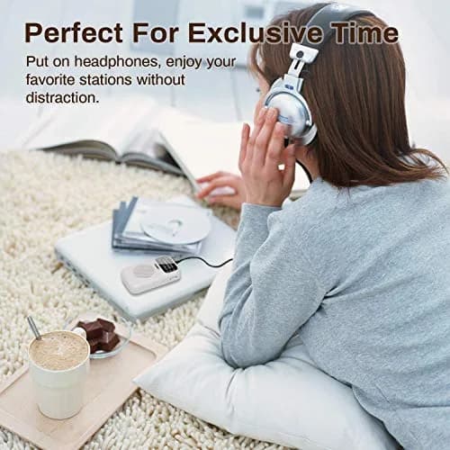 PRUNUS J-777 Pocket Radio Portable AM FM Small Personal Radio with Headphone & Speaker (White) thumbnail 6