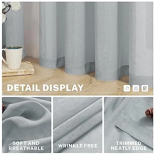 MRTREES Sheer Tier Curtains Grey 25"W x 30"L | Light Filtering Voile Sheers for Kitchen & Bathroom thumbnail 4