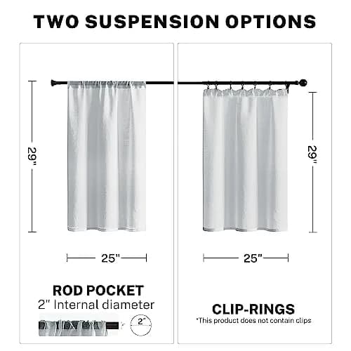 MRTREES Sheer Tier Curtains Grey 25"W x 30"L | Light Filtering Voile Sheers for Kitchen & Bathroom thumbnail 3