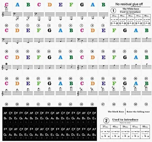 Fansjoy Piano Keyboard Stickers for 88 Keys | Bold Large Letter Piano Note Labels for Beginners and Kids thumbnail 2