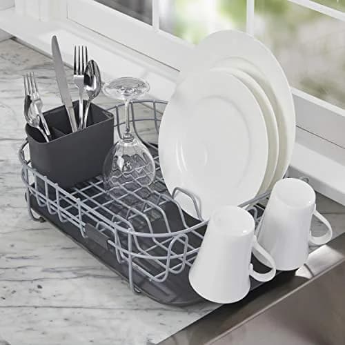 KitchenAid Low Profile Carbon Steel Dishrack | Compact, Charcoal Finish, Drains into Sink thumbnail 5