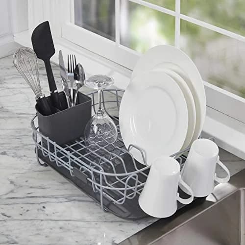 KitchenAid Low Profile Carbon Steel Dishrack | Compact, Charcoal Finish, Drains into Sink thumbnail 6