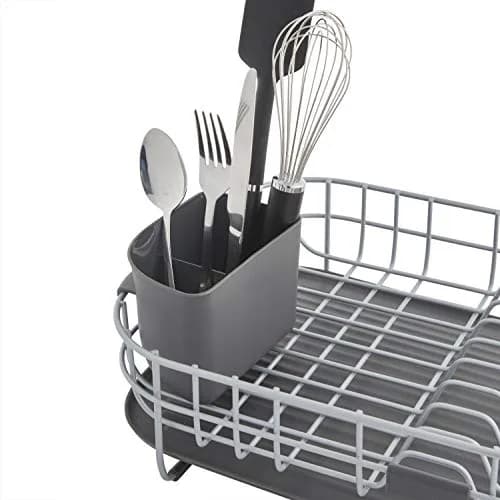 KitchenAid Low Profile Carbon Steel Dishrack | Compact, Charcoal Finish, Drains into Sink thumbnail 2