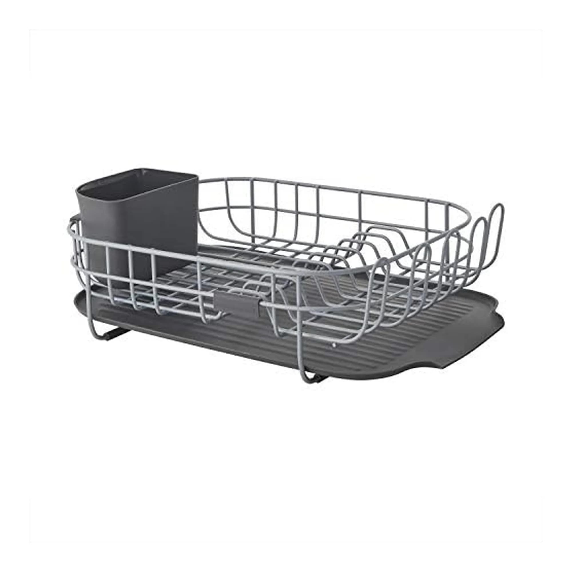 KitchenAid Large Capacity Full Size Rust Resistant Dish Rack with Angled Drain Board and Removable Flatware Caddy, Light Grey | 52.07 cm (20.47 in) Wide — Gray / Low Profile