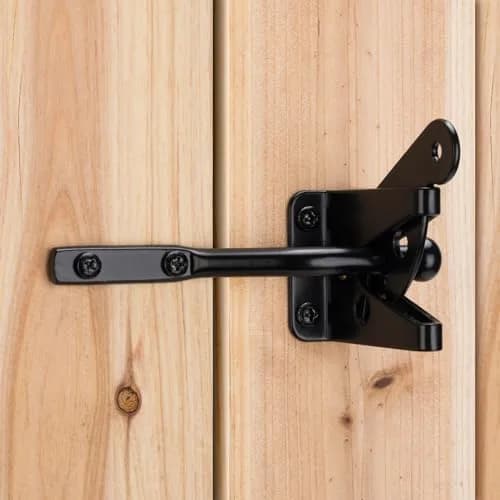 SANKINS Self Locking Gate Latch for Wooden Fence | Gravity Lever Lock, 1pcs, Heavy Duty Iron thumbnail 1