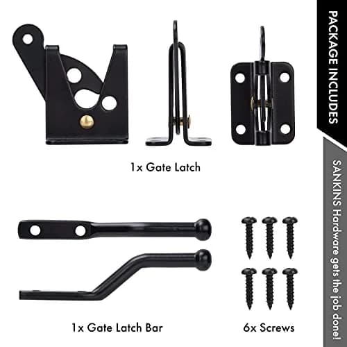 SANKINS Self Locking Gate Latch for Wooden Fence | Gravity Lever Lock, 1pcs, Heavy Duty Iron thumbnail 4