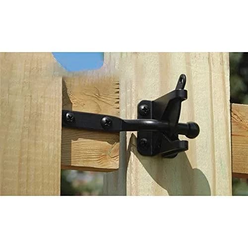 SANKINS Self Locking Gate Latch for Wooden Fence | Gravity Lever Lock, 1pcs, Heavy Duty Iron thumbnail 7