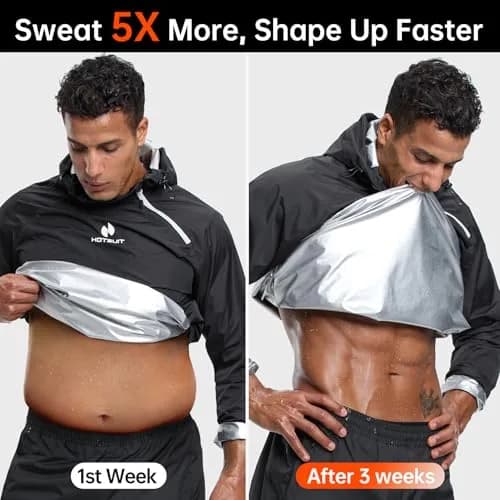 HOTSUIT Men's Sauna Suit Jacket Black 4XL | Accelerates Sweat for Weight Loss Workouts thumbnail 5
