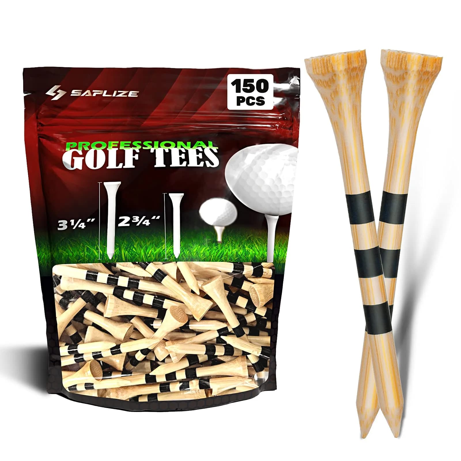 SAPLIZE Bamboo Golf Tees Pack of 150 | Durable & Reliable Golf Accessories