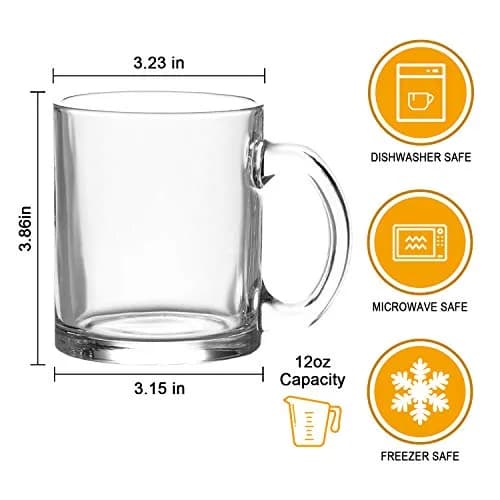 QAPPDA Glass Mug 12 oz | Clear Coffee Mug with Handle for Hot & Cold Drinks thumbnail 2