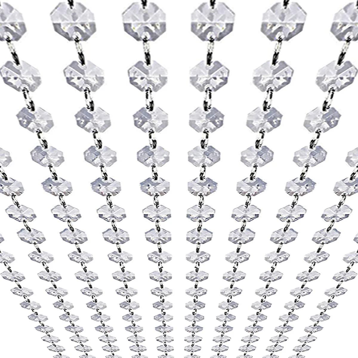 KinHom Acrylic Crystal Garland Strands 99ft | Elegant Hanging Bead Chain for Weddings & Christmas — Glass / 33 feet