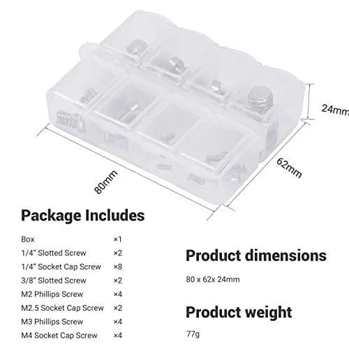 SmallRig 26 Pcs Stainless Steel Camera Screws | 1/4" 3/8" M2 M2.5 M3 M4 | Camera Accessory Kit thumbnail 7