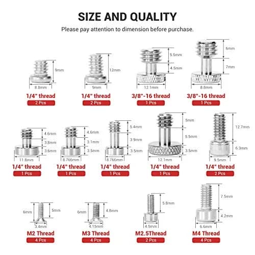 SmallRig 26 Pcs Stainless Steel Camera Screws | 1/4" 3/8" M2 M2.5 M3 M4 | Camera Accessory Kit thumbnail 2