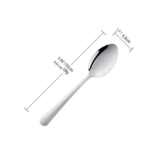 QOBIMOON 12-Piece Stainless Steel Teaspoon Set | Durable, Dishwasher Safe, 14.9 cm | Silver thumbnail 2