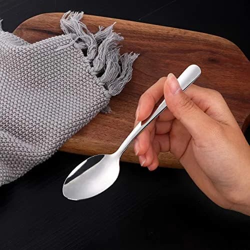 QOBIMOON 12-Piece Stainless Steel Teaspoon Set | Durable, Dishwasher Safe, 14.9 cm | Silver thumbnail 3