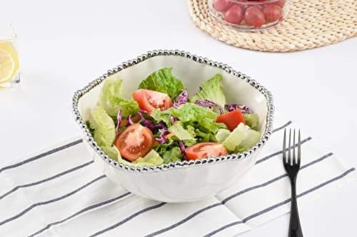 Pampa Bay Salerno Porcelain Large Salad Bowl | Elegant Serving for Family & Parties, Oven & Dishwasher Safe (10.5" x 10" x 4.5") thumbnail 3