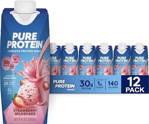 Pure Protein Strawberry Protein Shake 11 Fl Oz (330ml) | 30g Protein, Keto-Friendly, Immune Support thumbnail 1