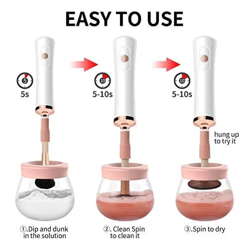 Senbowe Makeup Brush Cleaner Dryer Machine | Deep Clean & Dry in Seconds, 8 Rubber Collars, Pink thumbnail 5