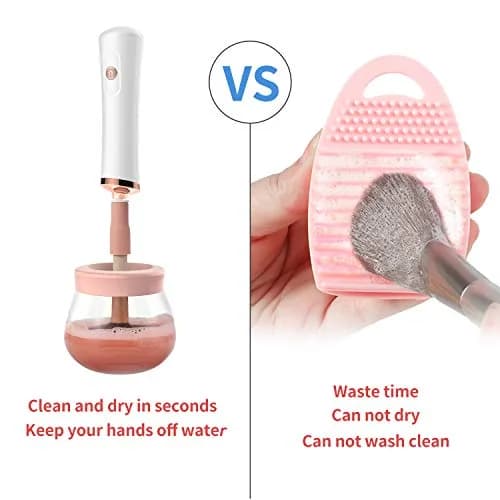 Senbowe Makeup Brush Cleaner Dryer Machine | Deep Clean & Dry in Seconds, 8 Rubber Collars, Pink thumbnail 3