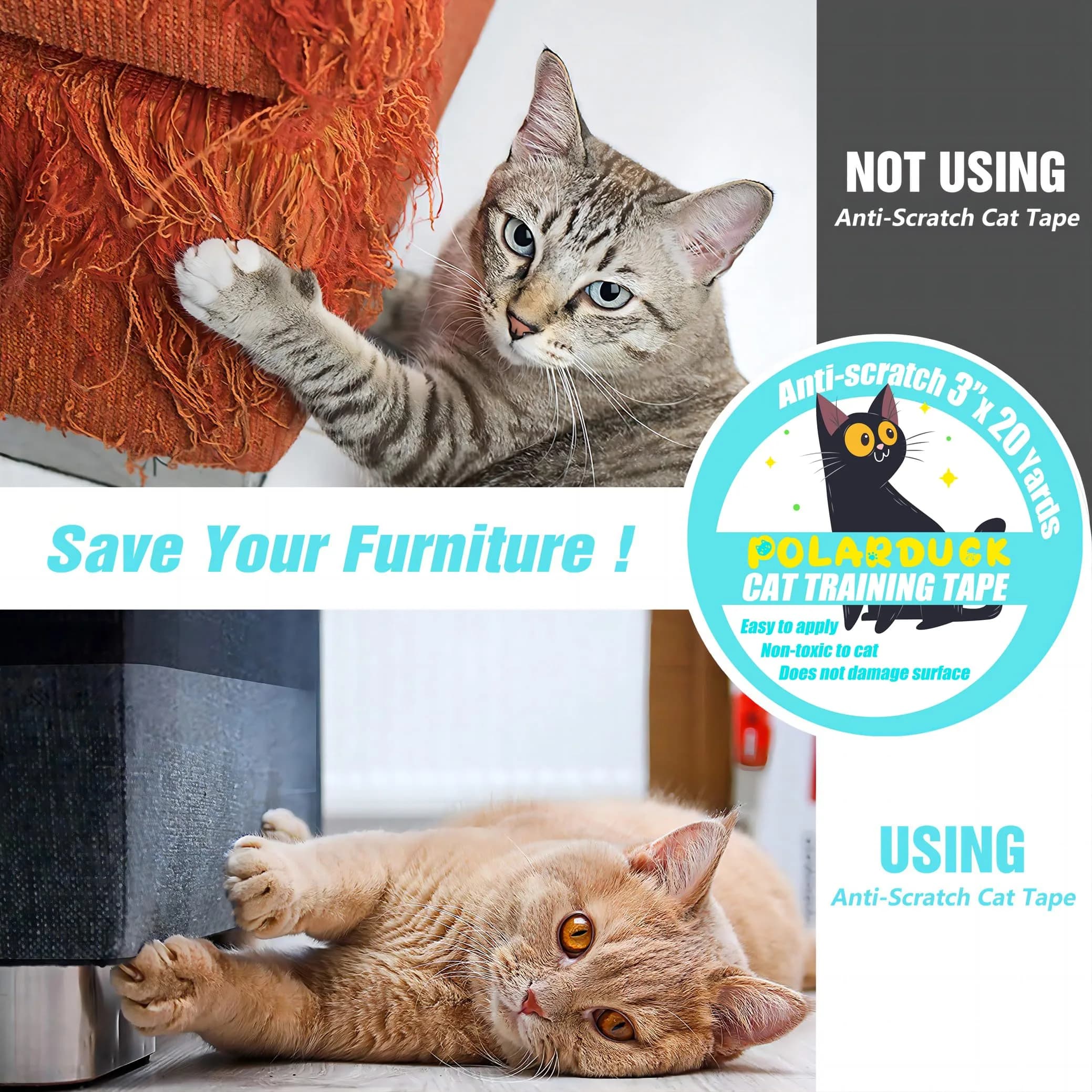 Polarduck Clear Anti-Scratch Tape for Furniture 3 inches x 20 Yards | Train Cats to Stop Scratching - view 2