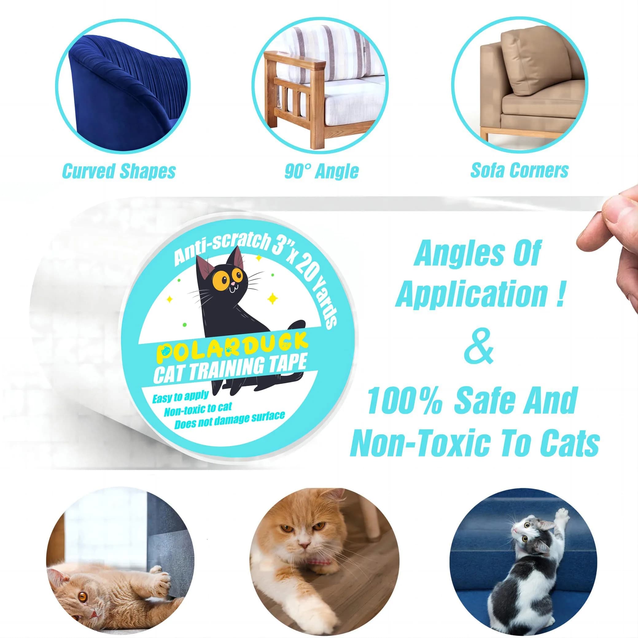 Polarduck Clear Anti-Scratch Tape for Furniture 3 inches x 20 Yards | Train Cats to Stop Scratching - view 3
