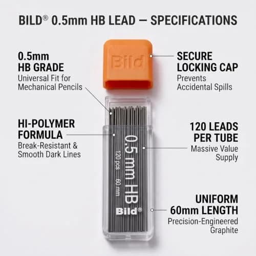Bild 0.5mm Lead Refills Mega Pack | 1200 Premium HB Graphite Leads for Mechanical Pencils thumbnail 4