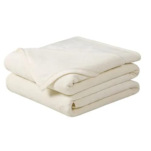 EASELAND California King Fleece Blanket Ivory 102x108 | Ultra-Soft Microfiber Warmth thumbnail 1