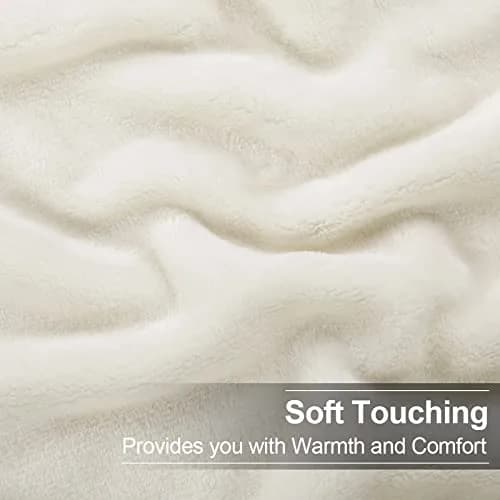 EASELAND California King Fleece Blanket Ivory 102x108 | Ultra-Soft Microfiber Warmth thumbnail 4