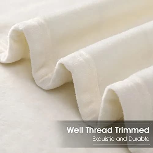 EASELAND California King Fleece Blanket Ivory 102x108 | Ultra-Soft Microfiber Warmth thumbnail 5