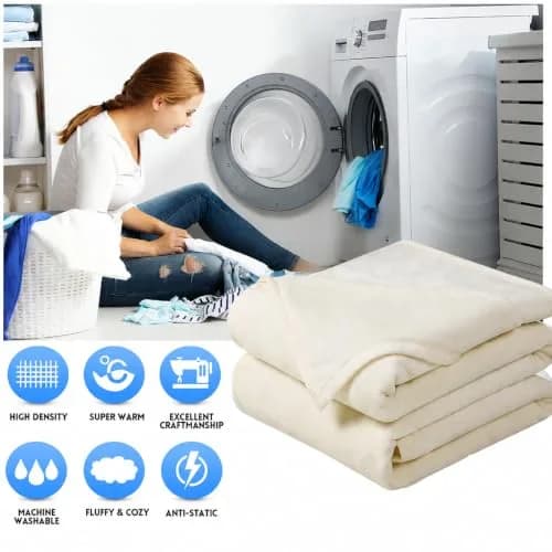 EASELAND California King Fleece Blanket Ivory 102x108 | Ultra-Soft Microfiber Warmth thumbnail 2