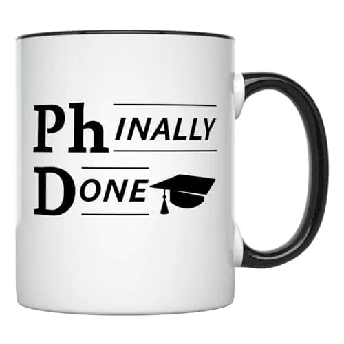YouNique Designs Phinally Done PhD Graduation Mug 325ml (11 Ounces) | Funny Doctorate Ceramic Coffee Cup thumbnail 1