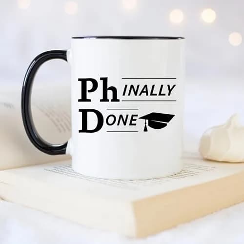 YouNique Designs Phinally Done PhD Graduation Mug 325ml (11 Ounces) | Funny Doctorate Ceramic Coffee Cup thumbnail 4