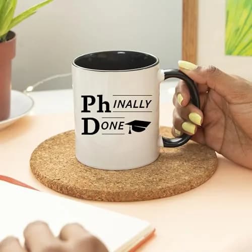 YouNique Designs Phinally Done PhD Graduation Mug 325ml (11 Ounces) | Funny Doctorate Ceramic Coffee Cup thumbnail 5