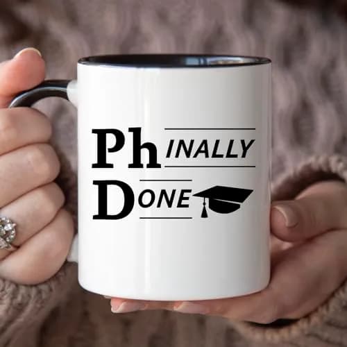YouNique Designs Phinally Done PhD Graduation Mug 325ml (11 Ounces) | Funny Doctorate Ceramic Coffee Cup thumbnail 3