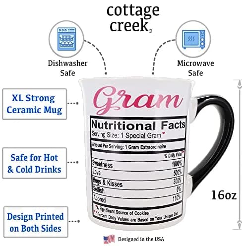 Cottage Creek Gram Coffee Mug Ceramic 473ml (16 oz) | Adorable Double-Sided Gram Design thumbnail 2