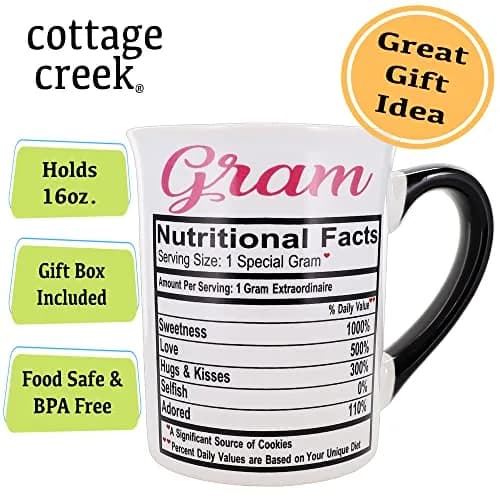 Cottage Creek Gram Coffee Mug Ceramic 473ml (16 oz) | Adorable Double-Sided Gram Design thumbnail 3