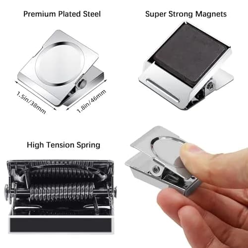 Thimmamma Magnetic Clips 1.5 inch | Heavy Duty Metal Clips for Whiteboard & Fridge (1.5 inch, 12 Pack) thumbnail 2