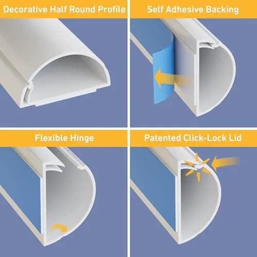 D-Line White Cord Cover Kit 13.08ft (4m) | Paintable Cable Raceway for Wall Wire Hiding thumbnail 3