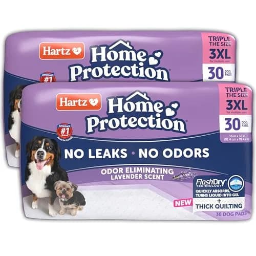 Hartz Dog Pads 3XL 36 x 36 | Odor-Free Lavender Scent, 60ct, Made in USA thumbnail 1