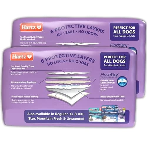 Hartz Dog Pads 3XL 36 x 36 | Odor-Free Lavender Scent, 60ct, Made in USA thumbnail 9