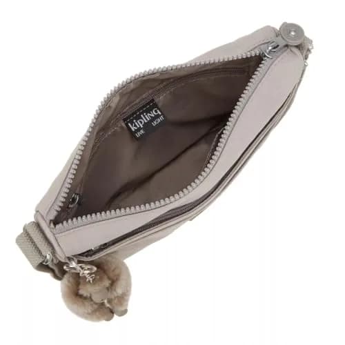 Kipling Sebastian Crossbody Bag Grey Gris 25cm (9"L x 8.5"H x 1.75"D) | Lightweight Water-Resistant Nylon Messenger thumbnail 6