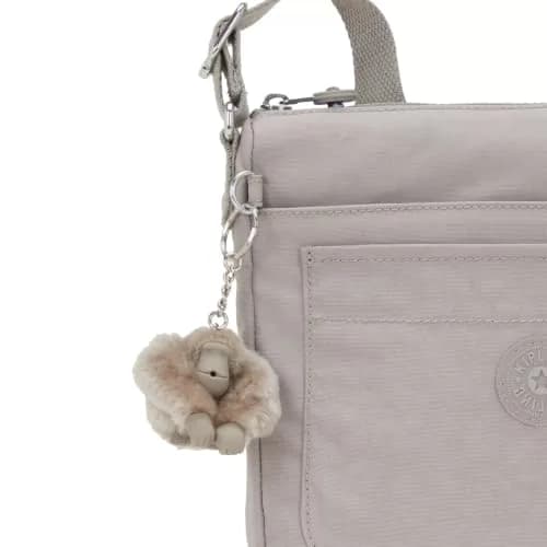 Kipling Sebastian Crossbody Bag Grey Gris 25cm (9"L x 8.5"H x 1.75"D) | Lightweight Water-Resistant Nylon Messenger thumbnail 8