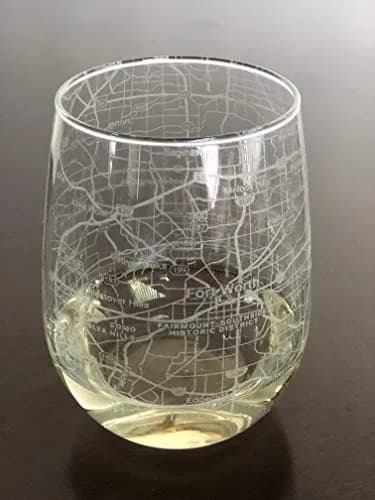 Or Something Stemless 17oz Wine Glass Urban City Map Fort Worth Texas | Dishwasher Safe thumbnail 1