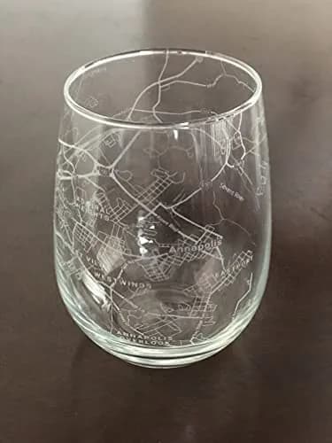 Or Something Stemless 17oz Wine Glass Urban City Map Annapolis Maryland | Etched Glassware thumbnail 1