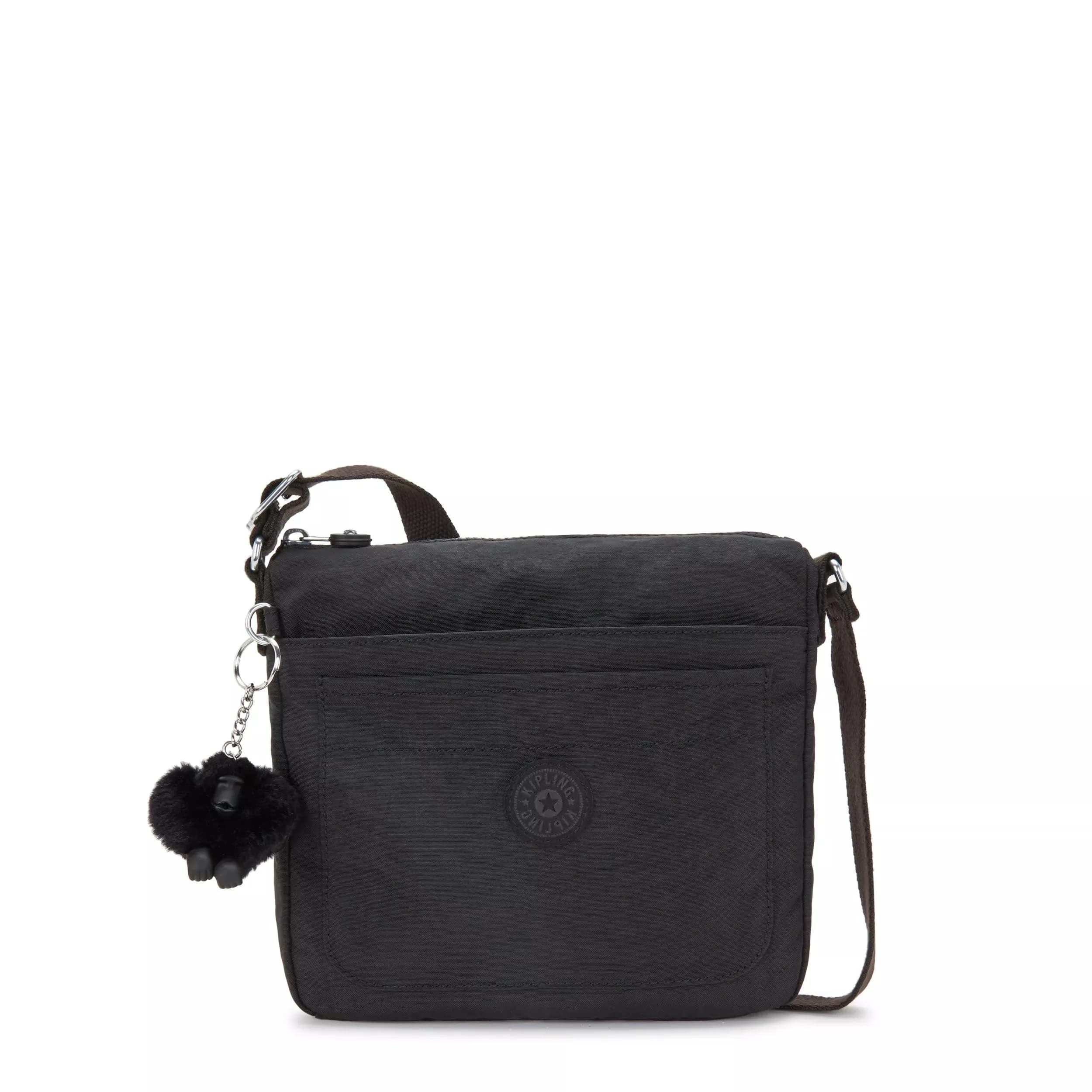 Kipling Sebastian Crossbody Bag Black Noir 21.59cm (8.5")H x 12.7cm (5")W x 4.45cm (1.75")D | Lightweight & Durable Nylon Messenger — Black Noir