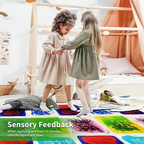 LONGKING Sensory Tiles for Children 12" x 12" | Liquid Floor Tiles for Autism & Play thumbnail 3