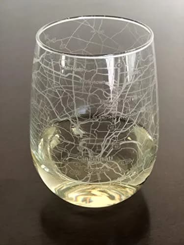 Or Something Stemless 17oz Wine Glass Urban City Map Cincinnati Ohio | Etched Glassware thumbnail 1