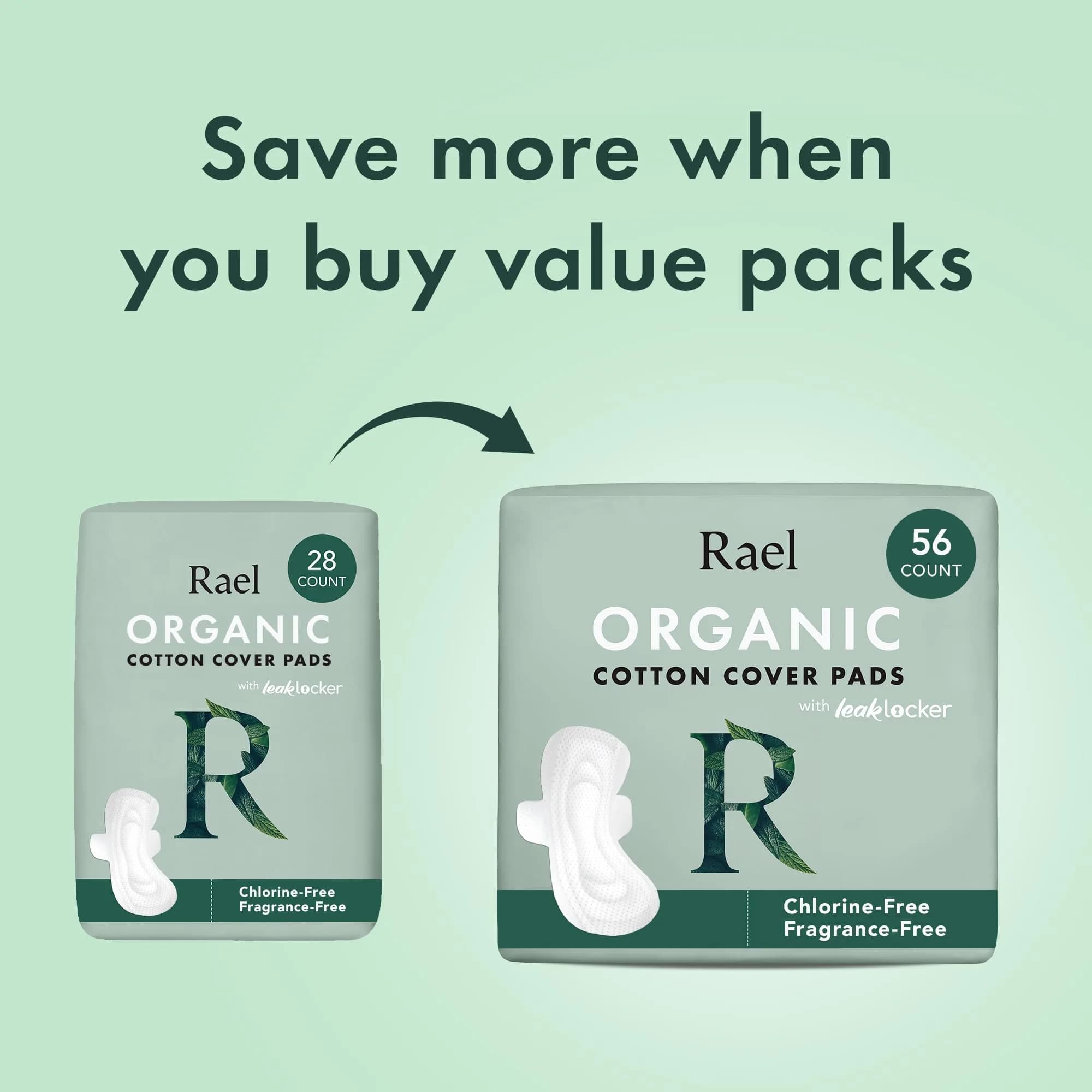 Rael Organic Cotton Sanitary Napkins Overnight Extra Long 12 Count | Breathable Feminine Care, Hypoallergenic Pads - view 5