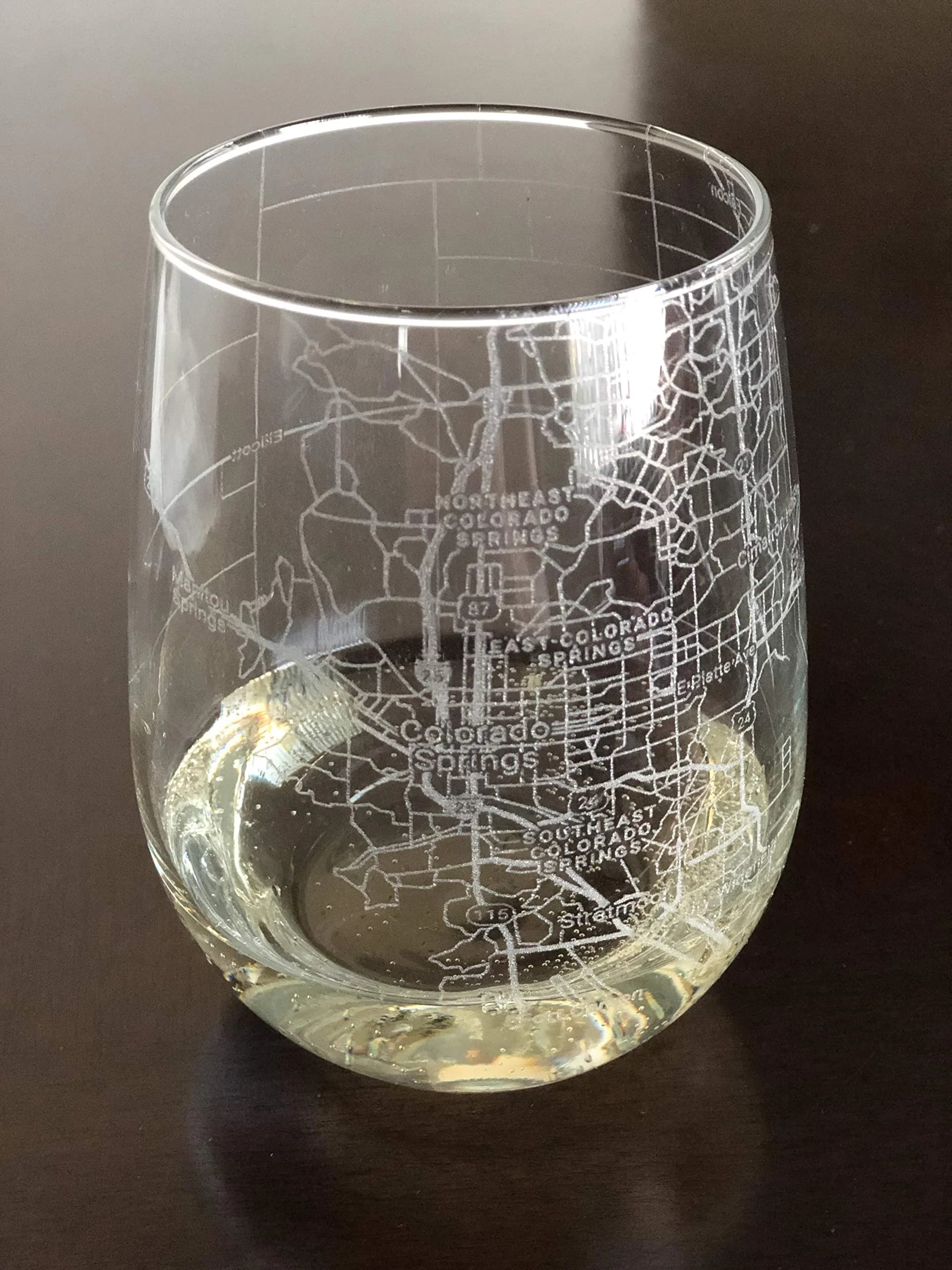 Or Something Stemless 17oz Wine Glass Urban City Map Colorado Springs Colorado | Dishwasher Safe, Made in USA — Clear