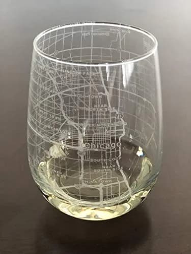 Or Something Stemless 17oz Wine Glass Urban City Map Chicago Illinois | Dishwasher Safe, Made in USA thumbnail 1